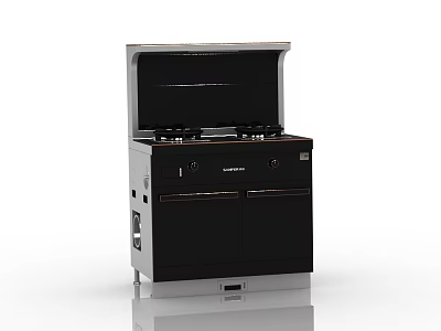 Modern Kitchen Appliance Integrated Stove With Black Design Gas Stove Top And Cabinets 3d model