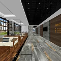 Modern Hotel Lobby Interior With Wooden Counter Marble Floor And Ceiling Design