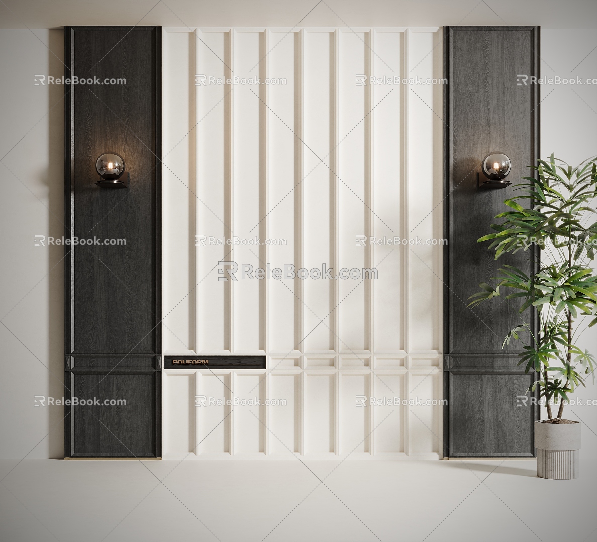 Modern Wooden Wallboard Modeling 3d model