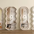Modern Cream Style Floor Mirror Full-length Mirror Dressed Mirror Irregular Mirror 3d model