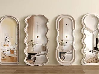 Modern Cream Style Floor Mirror Full-length Mirror Dressed Mirror Irregular Mirror 3d model