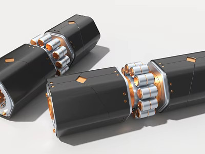 Durable Black Industrial Equipment Featuring Metal Rings Orange Accents And Rotating Mechanisms 3d model