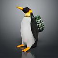 3D Penguin Character Carrying Green Checkered Backpack in Stylish Design 3d model