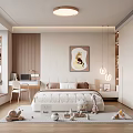 Cozy Kids Room Interior With Bed Toys Desk And Decorative Wall Art