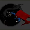 Batman Superman Action Statue In Battle Pose With Blue Costume Red Cape Black Armor