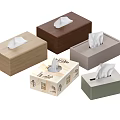 Assorted Colorful Tissue Boxes Featuring Wooden Brown Gray Beige And Patterned Styles