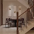 Elegant Interior Staircase With White Steps Wooden Handrail And Black Gold Railings