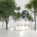 Outdoor Table with Modern Design Showcased in Garden Surrounded by Lush Green Trees