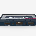 Deep Blue Musical Instrument Recording Cassette Tape with White Pink Stripes