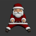 Cartoon Santa Claus Wearing Red Outfit Red Hat With White Beard Squatting Holding White Object