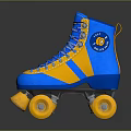 Vibrant Blue And Yellow High Top Roller Skates With Classic Laces And Yellow Wheels