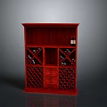 Wooden Red Wine Cabinet with Wine Bottle Grid Compartments Drawer and Top Shelf Storage