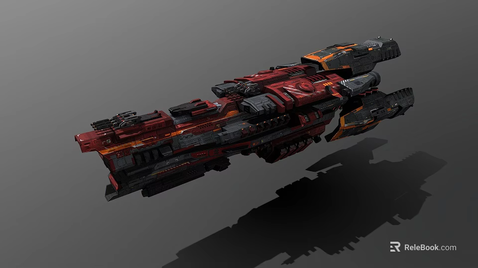 Futuristic Red And Black Starship With Detailed Sci Fi Design For Space Exploration 3d model 