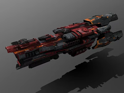 Futuristic Red And Black Starship With Detailed Sci Fi Design For Space Exploration 3d model