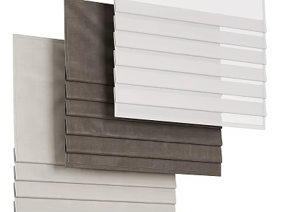 Gray White And Beige Fabric Curtains Stacked For Modern Room Decor 3d model