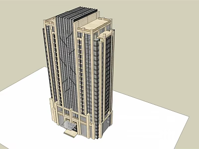 Modern Office Building With Glass Facade And Tall Architectural Structure 3d model