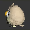 Cute Paper Craft Owl 3D Model With Big Eyes Yellow Beak And Black Claws