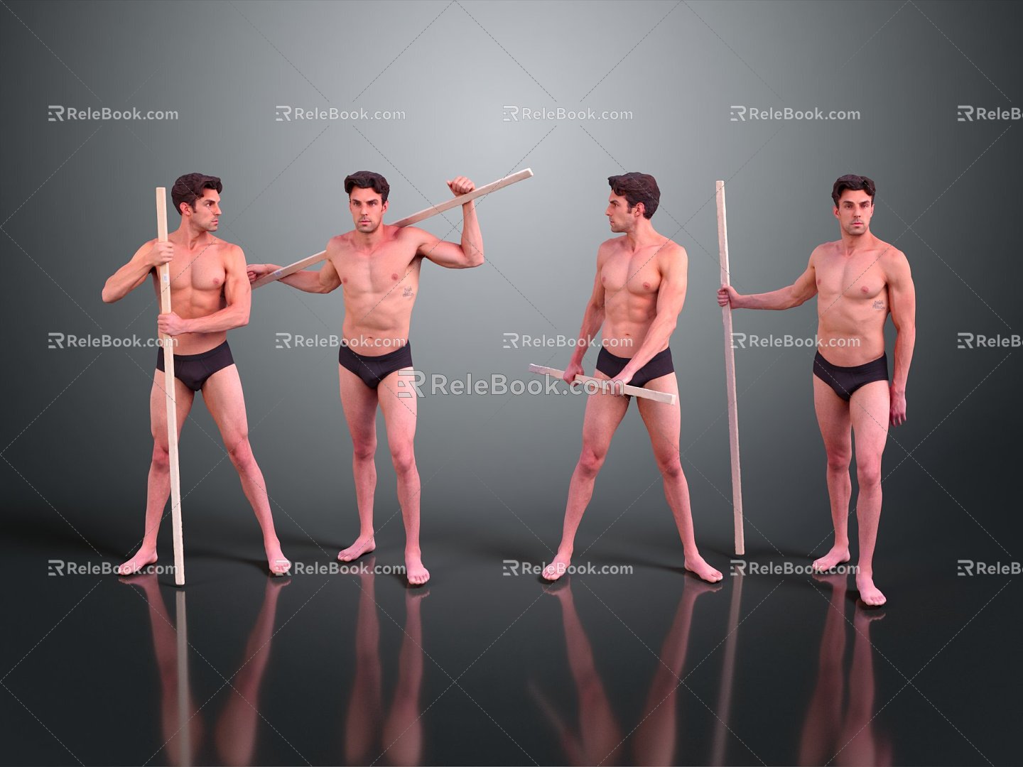 Modern Man Stick Man Male Model Naked Male Model Male Handsome 3d model