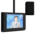 SONY Television Screen Showing News Broadcaster With World Map Background And Black Speaker