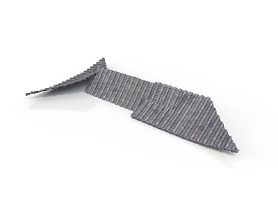 Creative Gray Textured Architectural Model Showcasing Folded Striped Abstract Structure Design 3d model