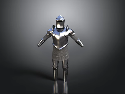 Shiny Silver Full Body Metallic Armor As Decorative Household Item With Reflective Surface 3d model