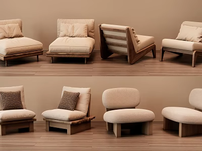 Modern Single Sofa Designs With Wooden Frame And Soft Fabric Cushions 3d model
