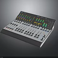 Professional Audio Mixer Console With Multiple Faders Knobs And LED Indicators