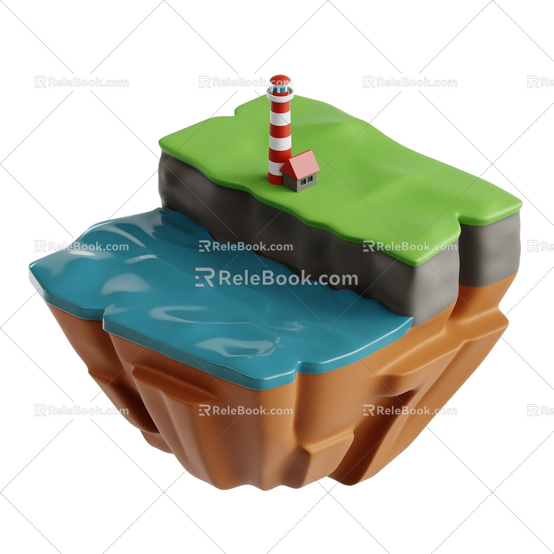 Modern Island Island Cartoon Island 3d model