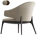 Elegant Modern Upholstered Dining Chair With Armrests And Dark Wooden Legs