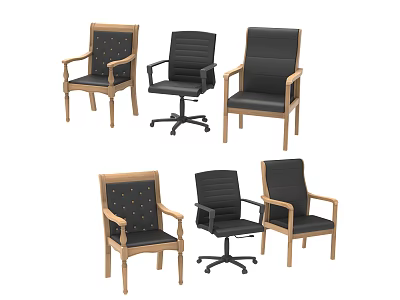 Modern Leisure Chairs With Wooden Frames Leather Upholstery Armrests And Swivel Designs 3d model