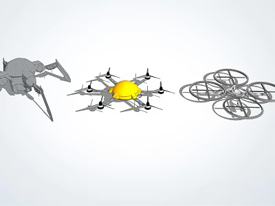 Smart Drone Technical Design With Multi Rotor Structure And Yellow Components 3d model