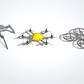 Smart Drone Technical Design With Multi Rotor Structure And Yellow Components 3d model