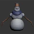 Adorable Snowman Figure With White Body Blue Scarf Orange Hat And Brown Stick Arms