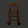 Traditional Style Wooden Rocking Chair With Carved Details Natural Wood Grain And Armrests