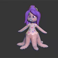 Doll With Octopus Like Legs Purple Hair Pink Body Polka Dot Dress Red Head Accessory