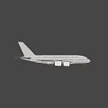 White Commercial Passenger Airplane with Four Engines Wings Tail and Landing Gear in Flight