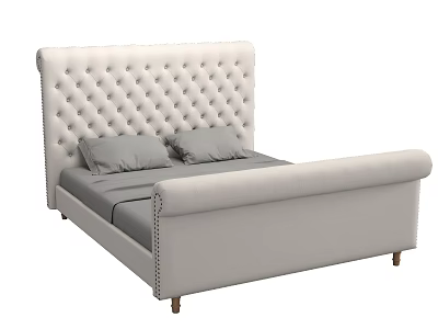 American double bed white bed 3d model