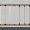 Colorful Strip Decorative Lights Mounted On Wooden Frame Against Gray Wall
