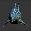 Blue Ichthyosaur With White Spots And Long Snout In Prehistoric Ocean