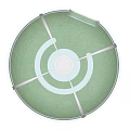 Transparent Dome Interior Design With Arched Entrance Round Table And Green Flooring