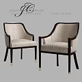 Elegant Armchairs With Beige Upholstery Dark Wooden Frame And Golden Legs