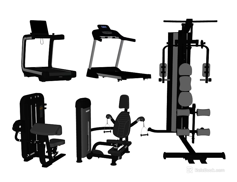 Essential Fitness Equipment For Home Gym Including Treadmills And Multi Functional Machines 3d model 