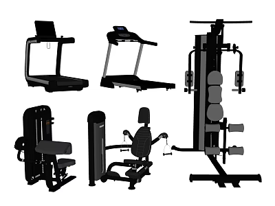 Essential Fitness Equipment For Home Gym Including Treadmills And Multi Functional Machines 3d model