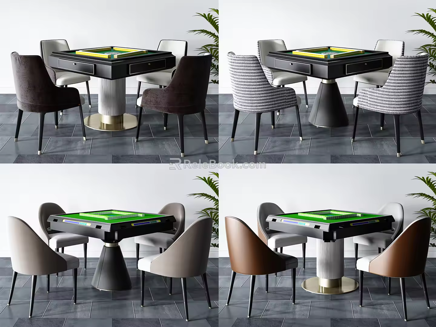 Modern Mahjong Table and Chair Mahjong Table and Chair Combination 3d model