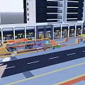Modern Commercial Landscape With Multi Story Buildings Glass Storefronts And Outdoor Seating