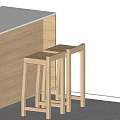 Wooden Bar Stools With Simple Design In Modern Interior Near Wall And Natural Light