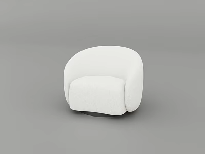 Comfortable Modern White Single Sofa with Curved Design and Upholstered Fabric 3d model
