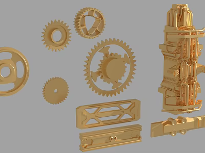 Hardware Tools Collection With Various Gears Mechanical Components And Metal Parts 3d model