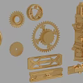 Hardware Tools Collection With Various Gears Mechanical Components And Metal Parts
