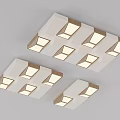 Modern Square Ceiling Lights with Multiple LED Panels White and Gold Trim Design 3d model